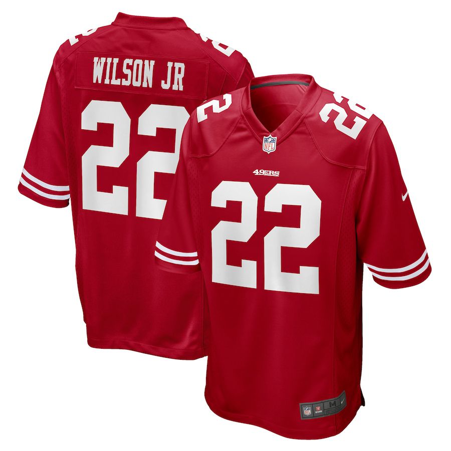 Men San Francisco 49ers 22 Jeff Wilson Jr Nike Scarlet Player Game NFL Jersey